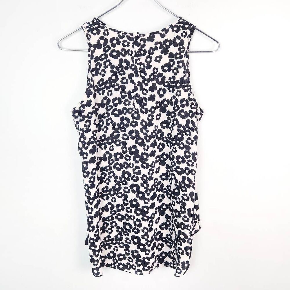 LOFT High Low Black White Floral Semi-Sheer Sleeveless Flowy Blouse Top Small - Picture 7 of 8